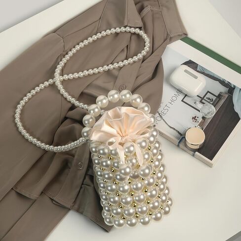 مجموعة مجوهرات بمقبض لؤلؤي للنساء وأقراط لؤلؤية وحقيبة سهرة لؤلؤية in Kuwait