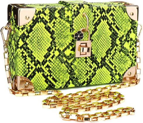 Manyysi Snakeskin Handbag Ladies Party Prom Evening Box Clutch Crossbody Shoulder Chain Bag in Saudi Arabia