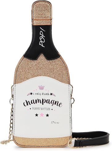 fancybag champagne Bottle Shaped Sequin Crossbody Bag Fun Women Party Handbag Elegant Evening Purse for Girls in Kuwait