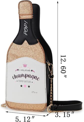 fancybag champagne Bottle Shaped Sequin Crossbody Bag Fun Women Party Handbag Elegant Evening Purse for Girls in Kuwait
