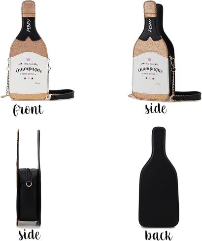 fancybag champagne Bottle Shaped Sequin Crossbody Bag Fun Women Party Handbag Elegant Evening Purse for Girls in Kuwait