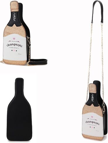fancybag champagne Bottle Shaped Sequin Crossbody Bag Fun Women Party Handbag Elegant Evening Purse for Girls in Kuwait