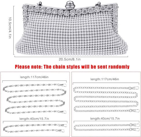 سيلفتيك حقيبة يد صغيرة للسهرات وحفلات الزفاف والحفلات الراقصة مع سلسلة قصيرة وطويلة in Kuwait