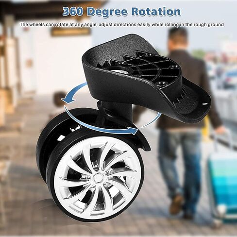 1Pair Luggage Suitcase Replacement Wheels,Swivel Durable Double Row Large Wheel Quiet Suitcase Wheels in Saudi Arabia
