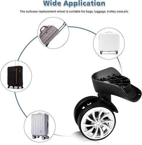 1Pair Luggage Suitcase Replacement Wheels,Swivel Durable Double Row Large Wheel Quiet Suitcase Wheels in Saudi Arabia