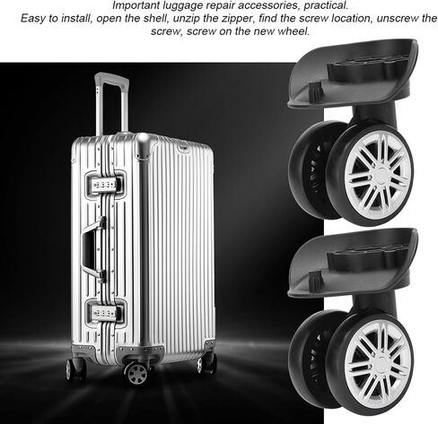 Sonew 1 Pair Luggage Wheels, Suitcase Wheel for Camp and Travel Box Repair, Black Large and Double Row Wheel for Spinner Replacement in Saudi Arabia