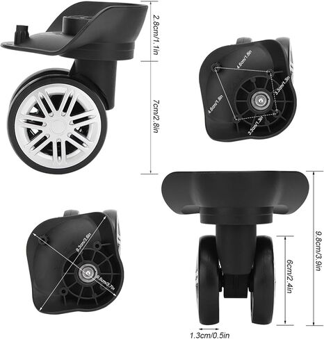 Sonew 1 Pair Luggage Wheels, Suitcase Wheel for Camp and Travel Box Repair, Black Large and Double Row Wheel for Spinner Replacement in Saudi Arabia