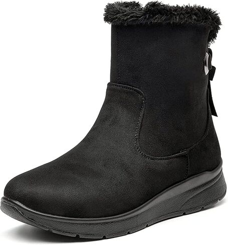 حذاء VJH confort نسائي للكاحل للثلج للشتاء، خفيف الوزن كاجوال للشتاء والثلج لمنتصف الساق، مبطن بالفرو بسحاب in Kuwait