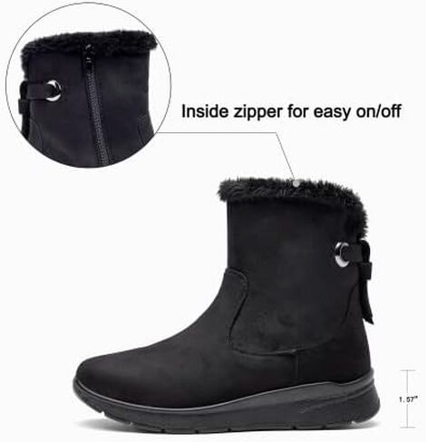 حذاء VJH confort نسائي للكاحل للثلج للشتاء، خفيف الوزن كاجوال للشتاء والثلج لمنتصف الساق، مبطن بالفرو بسحاب in Kuwait
