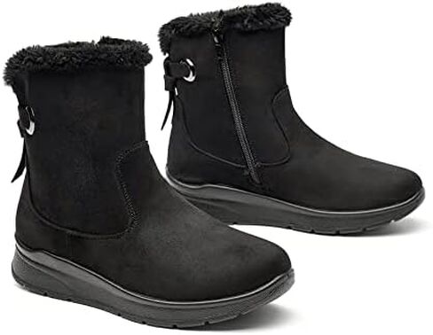 حذاء VJH confort نسائي للكاحل للثلج للشتاء، خفيف الوزن كاجوال للشتاء والثلج لمنتصف الساق، مبطن بالفرو بسحاب in Kuwait