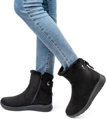 حذاء VJH confort نسائي للكاحل للثلج للشتاء، خفيف الوزن كاجوال للشتاء والثلج لمنتصف الساق، مبطن بالفرو بسحاب in Kuwait