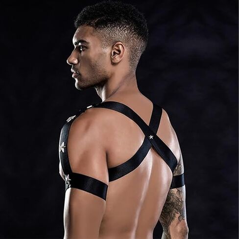 Evankin Men's Sexy and Fun Underwear Sets Thong U Convex Pouch Underpants Leather Chest Straps Garter Belts Lingerie(black) in Saudi Arabia