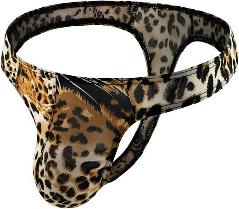 Gogobear Men's Leopard Print G-String Thong Underwear Low Rise Bikini Briefs Underwear T-back Panties in Saudi Arabia