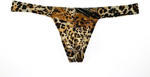 Gogobear Men's Leopard Print G-String Thong Underwear Low Rise Bikini Briefs Underwear T-back Panties in Saudi Arabia