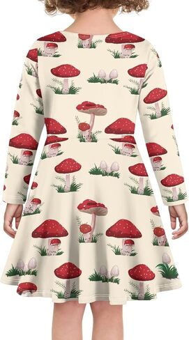Cute Long Sleeve Girls Skater Dress Casual Funny Animal Floral Print Swing T Shirt Dress in Saudi Arabia