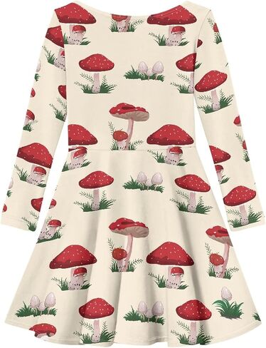 Cute Long Sleeve Girls Skater Dress Casual Funny Animal Floral Print Swing T Shirt Dress in Saudi Arabia