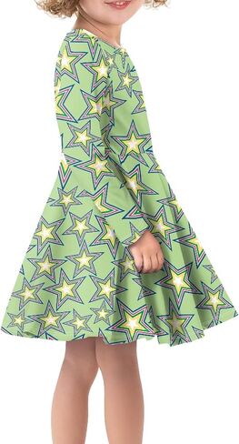Cute Long Sleeve Girls Skater Dress Casual Funny Animal Floral Print Swing T Shirt Dress in Saudi Arabia