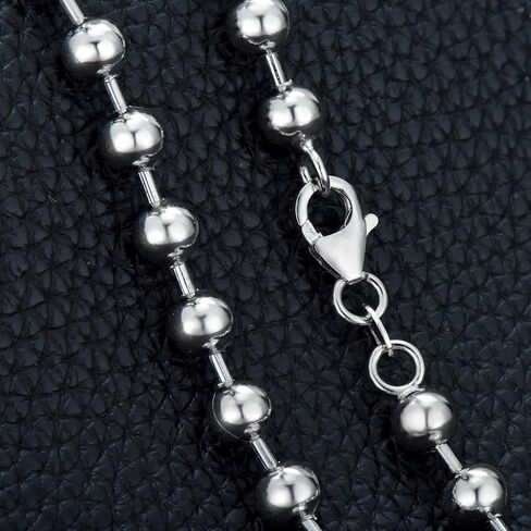 Dacc & Aya Solid Silver Bead Ball Strand Chain Bracelet for Men Boys, 4MM, 6MM, 8MM, Military Ball Bead Chain Bracelet for Women with Lobster Clasp, Oxidized or Shiny, Unisex Silver Chain, 7-9 Inch in Kuwait