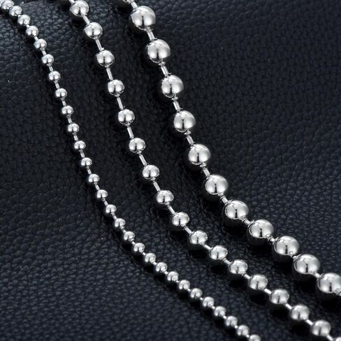 Dacc & Aya Solid Silver Bead Ball Strand Chain Bracelet for Men Boys, 4MM, 6MM, 8MM, Military Ball Bead Chain Bracelet for Women with Lobster Clasp, Oxidized or Shiny, Unisex Silver Chain, 7-9 Inch in Kuwait