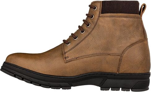 TOTO Men's Invisible Height Increasing Elevator Shoes - Pebble Grain Leather Lace-up Work Boots - 2.8 Inches Taller in Saudi Arabia