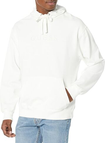 GUESS mens Finch Terry Guess Washed Hoody Hooded Sweatshirt in Saudi Arabia