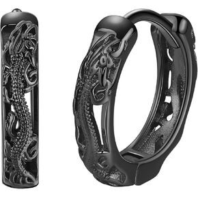 Hanreshe Copper Dragon Hoop Earrings Silver Plated Fashion Jewelry Small Dragon Earrings for Men Women Gift