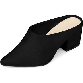 Perphy Chunky Heels Pointed Toe Slip on Slide Mules for Women