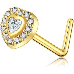 14K Gold Yellow Butterfly/Sunflower/Heart Nose Stud Real Gold Nose ring Piercing Jewelry for Women Girls Birthday Christmas Gifts
