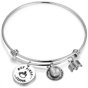 هدية لمحبي القهوة من بوبونا، سوار سلكي قابل للتوسيع، مجوهرات القهوة in Kuwait