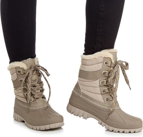 JBU Womens Casey Waterproof Winter Casual Boots Ankle Low Heel 1-2" - Brown in Saudi Arabia