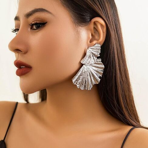 Gangel Gold Exaggerated Earrings Large Statement Earring Flower Drop Long Earring Punk Big Earrings Rave Party Fashion Jewelry Dangle Earrings for Women and Girls in Kuwait