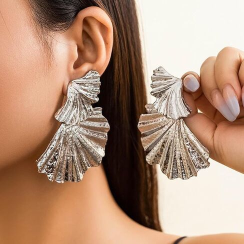 Gangel Gold Exaggerated Earrings Large Statement Earring Flower Drop Long Earring Punk Big Earrings Rave Party Fashion Jewelry Dangle Earrings for Women and Girls in Kuwait