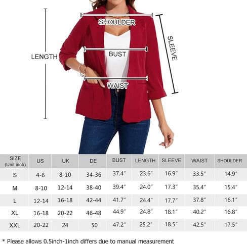 MINTLIMIT Womens Blazer Rolled 3/4 Sleeve Notched Lapel Business Work Jackets One Button Casual Blazers with Pockets in Saudi Arabia