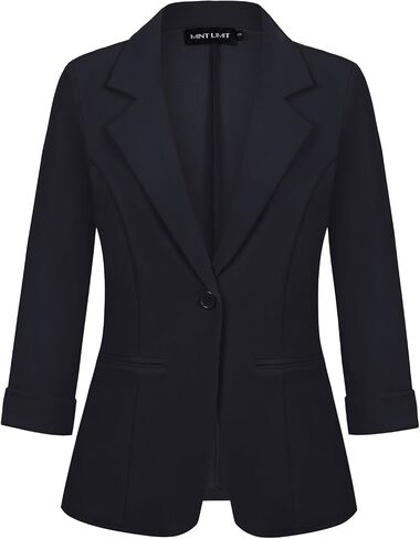 MINTLIMIT Womens Blazer Rolled 3/4 Sleeve Notched Lapel Business Work Jackets One Button Casual Blazers with Pockets in Saudi Arabia