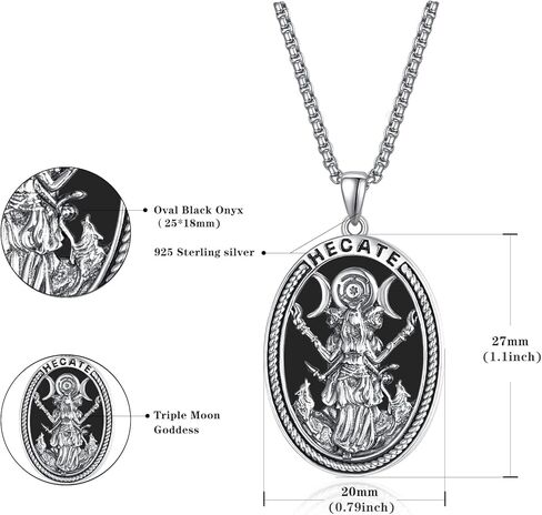 TUNGSTORY Moon Pendant Necklace Sterling Silver Necklace for Women Black Agate/Abalone Shell/Mother-of-Pearl/Moonstone Necklace Hecate/Celtic Knot Amulet in Saudi Arabia