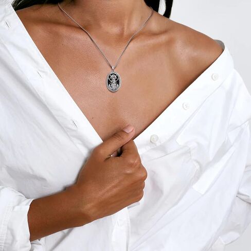 TUNGSTORY Moon Pendant Necklace Sterling Silver Necklace for Women Black Agate/Abalone Shell/Mother-of-Pearl/Moonstone Necklace Hecate/Celtic Knot Amulet in Saudi Arabia