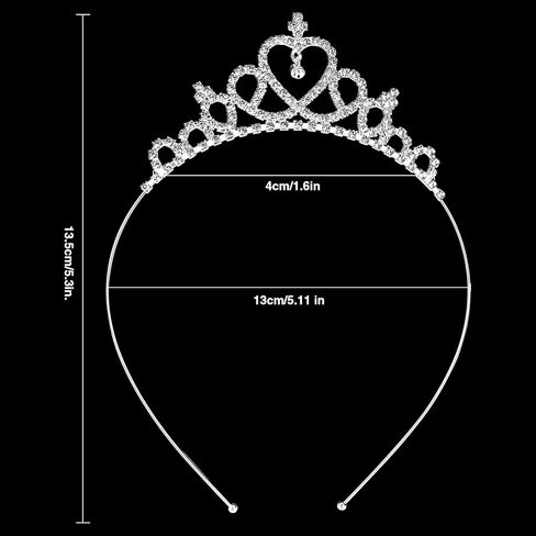 Makone 2 Pieces Girls Crystal Tiara Silver Princess Crown Bendable Adjustable Headband Ultralight Hair Accessories for Birthday Party Wedding Photograph in Kuwait