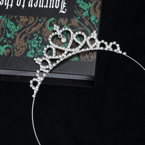 Makone 2 Pieces Girls Crystal Tiara Silver Princess Crown Bendable Adjustable Headband Ultralight Hair Accessories for Birthday Party Wedding Photograph in Kuwait