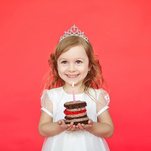 Makone 2 Pieces Girls Crystal Tiara Silver Princess Crown Bendable Adjustable Headband Ultralight Hair Accessories for Birthday Party Wedding Photograph in Kuwait