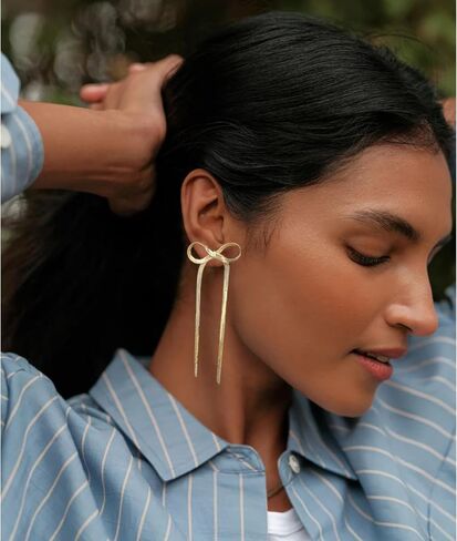 BLISI Gold Bow Earrings Silver 925 Sterling Silver Post Bow Stud Earrings Gold Dangle Bow Earrings Gold and Silver Bow Earrings for Women Girls Hypoallergenic in Saudi Arabia
