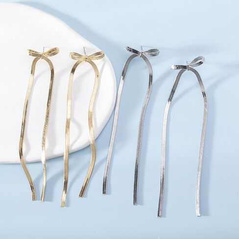 BLISI Gold Bow Earrings Silver 925 Sterling Silver Post Bow Stud Earrings Gold Dangle Bow Earrings Gold and Silver Bow Earrings for Women Girls Hypoallergenic in Saudi Arabia