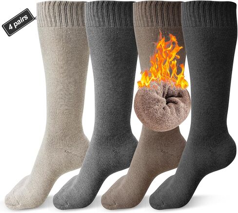 Knee High Socks for Woman, Boot Socks/long Socks Cotton Thermal Socks for Hiking Skiing Winter Gifts-4pairs in Saudi Arabia
