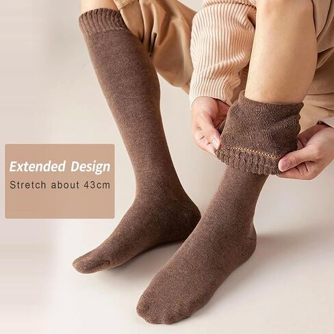 Knee High Socks for Woman, Boot Socks/long Socks Cotton Thermal Socks for Hiking Skiing Winter Gifts-4pairs in Saudi Arabia