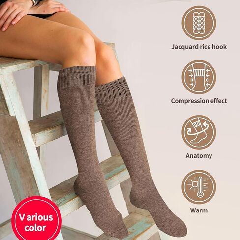 Knee High Socks for Woman, Boot Socks/long Socks Cotton Thermal Socks for Hiking Skiing Winter Gifts-4pairs in Saudi Arabia