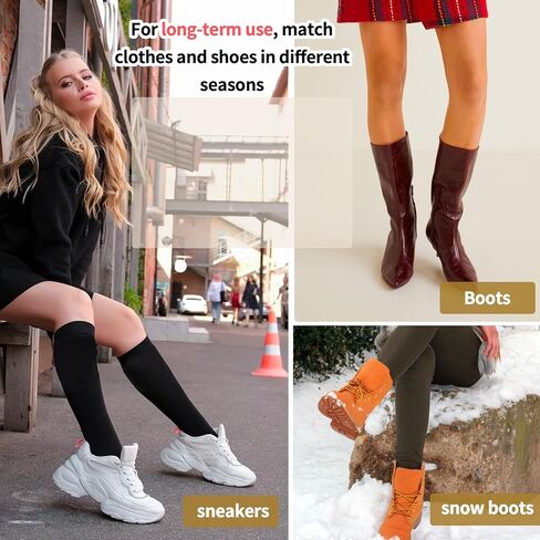 Knee High Socks for Woman, Boot Socks/long Socks Cotton Thermal Socks for Hiking Skiing Winter Gifts-4pairs in Saudi Arabia