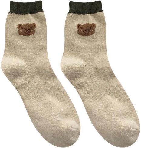 Tooe Women's Kawaii Bear Cotton Socks 6Pairs Coquettish Vintage Crew Socks Cute Warm Casual Socks Fairycore Socking in Saudi Arabia