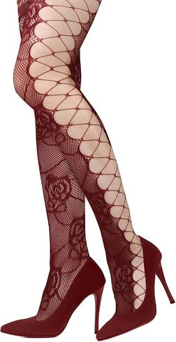 Benefeet Sox Womens Sexy Rose Patterned Fishnet Tights Neon Solid Colored Fishnets Floral Mesh Hollow Out Stockings Pantyhose in Saudi Arabia