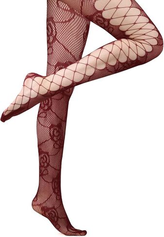 Benefeet Sox Womens Sexy Rose Patterned Fishnet Tights Neon Solid Colored Fishnets Floral Mesh Hollow Out Stockings Pantyhose in Saudi Arabia