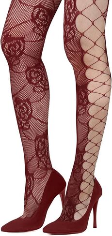Benefeet Sox Womens Sexy Rose Patterned Fishnet Tights Neon Solid Colored Fishnets Floral Mesh Hollow Out Stockings Pantyhose in Saudi Arabia