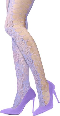Benefeet Sox Womens Sexy Rose Patterned Fishnet Tights Neon Solid Colored Fishnets Floral Mesh Hollow Out Stockings Pantyhose in Saudi Arabia